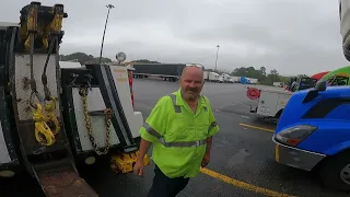 Driver ran a trailer into a truck left trailer at the scene