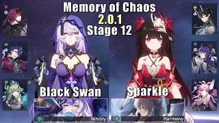 E0 Black Swan & E0 Sparkle E0 Imbibitor Lunae | Memory of Chaos 12 2.0.1 3 Stars | Honkai: Star Rail