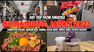 Kumamoto 2023 🇯🇵❄️ Vlog | Day trip from Fukuoka, Shimotori Arcade, Akaushi, horse meat, dessert