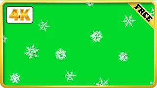 Snowflakes falling from the top video loops green screen