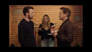 Elizabeth Olsen, Robert Downey jr. and Chris Evans donut scene