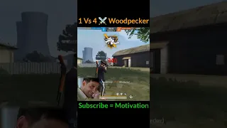 1 Vs 4 Impossible Clutch With Woodpecker 😳 #shorts #short #shortsfeed #ytshorts #freefire #viral