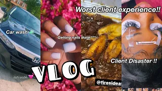 vlog: worst client, nails getting done , new food , car wash, client pulled up  🤡client catfish 👀