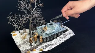 My SU-85 Soviet Tank Model Diorama is so realistic!