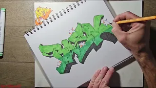 Graffiti Art Name "BASK" Full Time-lapse