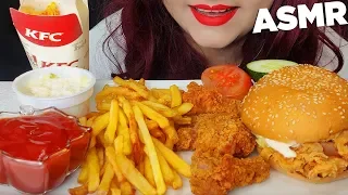 ASMR KFC CRUNCHY SPICY FRIED CHICKEN, ZINGER BURGER, COLESLAW, FRENCH FRIES (EATING SOUND)