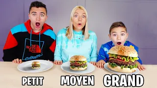 BIG, MEDIUM or SMALL FOOD CHALLENGE ! (Petit VS Moyen VS Grand)