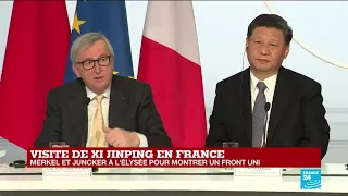 REPLAY - Discours de Jean-Claude Juncker devant Xi Jinping, Macron et Merkel réunis à l'Élysée