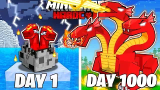 I Survived 1000 Days As A FIRE HYDRA in HARDCORE Minecraft! (Full Story)