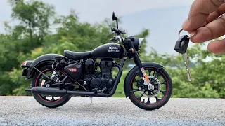 Unboxing of Royal Enfield Classic 350 Scale 1:12 Model Dark Stealth Matt Black | Miniature | DIY |