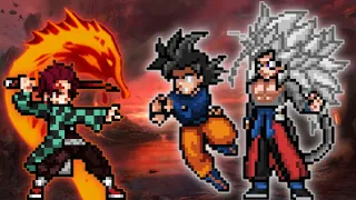 Tanjiro Chaos OP(All Form) VS Goku TP OP & Xeno Goku V2 OP in Jump Force Mugen