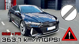 363,7 km/h (226 mph) | HGP Audi RS7 C8 | 962 PS | 🚀🚀🚀 World’s fastest Audi RS7?