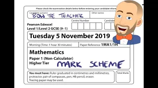 November 2019 Paper 1H (Edexcel GCSE Maths revision)