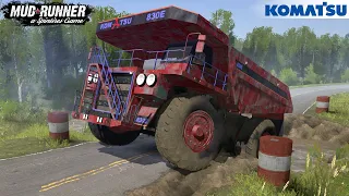 Spintires: MudRunner - KOMATSU Giant Mining Dump Truck Driving Through Road Collapse