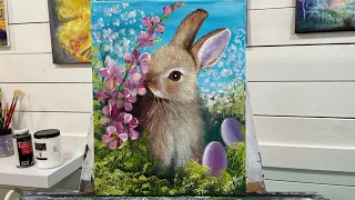 Acrylic Painting 🎨 EASTER BUNNY 🐰 TIME-LAPSE VERSION