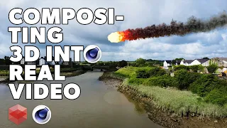 C4D Tutorial - Add 3D Fire Simulation to Real Video Footage [Cinema 4D / Redshift / Camera Tracking]