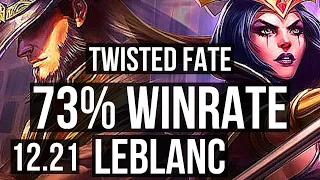 TWISTED FATE vs LEBLANC (MID) | 73% winrate, 7/2/9, Dominating | KR Master | 12.21