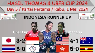 Hasil Thomas & Uber Cup 2024 │ Day 5 / Partai Pertama │ Jepang vs Indonesia │ Klasemen Sementara │