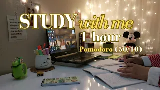 1-Hr Study With Me | gentle rain ⛈️💙| pomodoro (50/10) ⏰️🎧. Let's study together 🧡.