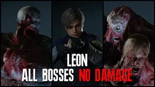 All Bosses - No Damage | Leon - Hardcore | Resident Evil 2 Remake