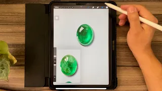 Drawing a Cabochon Emerald in Procreate - English version