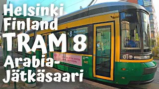Finland Helsinki Tram 8 Arabia - Jätkäsaari [4K] Fall 2020