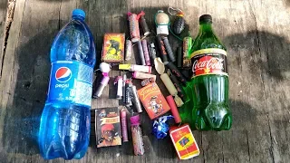 🔴BIG FIRECRACKERS + BLUE PEPSI and GREEN Coca Cola💣💥💦🍾