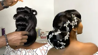 BRIDAL HAIRSTYLE FOR LONG HAIR | WEDDING HAIRSTYLE #louisihuefo #bridalhairstyle #weddinghairstyle