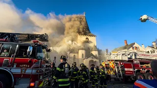 **EARLY ARRIVAL 6th-ALARM** MAJOR Fire Destroys Faith Lutheran Church on Easter Cambridge,MA Box 285