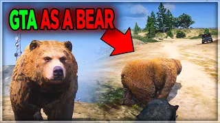 I Spent 24 Hours in GTA 5 as a BEAR NPC (Trolling Players!) | DonDada RP