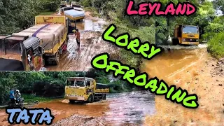 lorry offroading මඩේ යන ලංකාවේ ලොරි ashok leylend and tata lorry mud drive offroad sri lanka