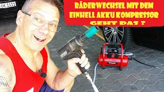 GEHT DAS ÜBERHAUPT ? Der Einhell Akku Kompressor 36V beim Räderwechsel #einhellharry