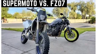 Suzuki SuperMoto vs. Yamaha FZ07: Side by Side Comparison, My Thoughts, Impressions, Opinions