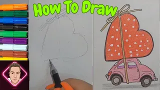 car of love drawing tutorial with step-by-step guide for easy drawing