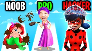 NOOB vs PRO vs HACKER In PRINCESS RUN 3D!? (ALL LEVELS!)