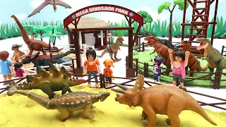 Mega Dinosaur Zoo Playset! Welcome To Dinosaur Park. T-Rex, Triceratops, Stegosaurus 공룡 파크