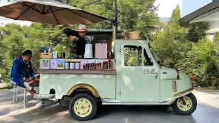 Cafe Vlog Mini Coffee Shop Mobile Bar Kopi Food Truck Small Business Idea Barista Relaxing Mood Work