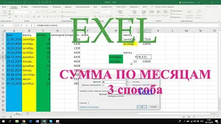 Сумма по месяцам в EXEL, как подвести итоги по месяцам в EXEL, помесячное суммирование чисел