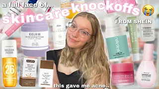 doing a full face ONLY using viral skincare KNOCKOFFS… are they better than high-end??