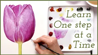 Easy watercolor flower | A tulip watercolor painting class with Anna Mason