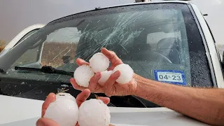 Storm chaser intercepts large hail in Andrews Texas May 1st 2022