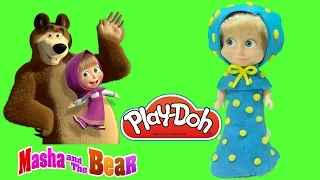 MASHA AND BEAR PLAY DOH UNBOXING DOLL How to make Masha' dress with Playdough