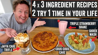 Make a 3 Course Meal & a drink with 3 Ingredients each | inc Couscous Cake