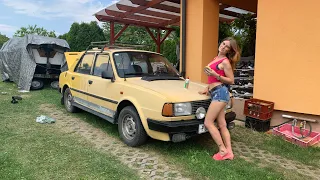 PAVLÍNA A ŠKODA 120 - JAK ROZLEŠTIT LAK V DOMÁCÍCH PODMÍNKÁCH ZA PÁR KORUN - HOW TO POLISH A CAR