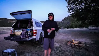 Solo Truck Camping & Hiking in New Mexico - Campfire Chili Dogs & Petroglyphs