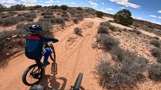 8 year old leading Rocky Tops at Navajo Rocks 6 #mtbkids #mtbskills #utah #moab