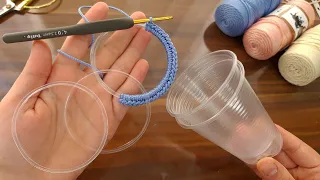 WOW GREAT IDEAS! 😍 Look what I did with the plastic cups I found in the trash! RECYCLING CROCHET