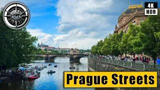 Walk Prague Streets of New Town 🇨🇿 Czech Republic 4k HDR ASMR