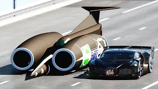 Bugatti Black Devil VGT Concept vs SSC Thrust at Drag Race 24 KM