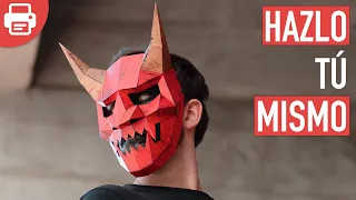 Cómo hacer una Máscara de Oni / Hannya con Papel o Cartulina en 3D | Plantillas